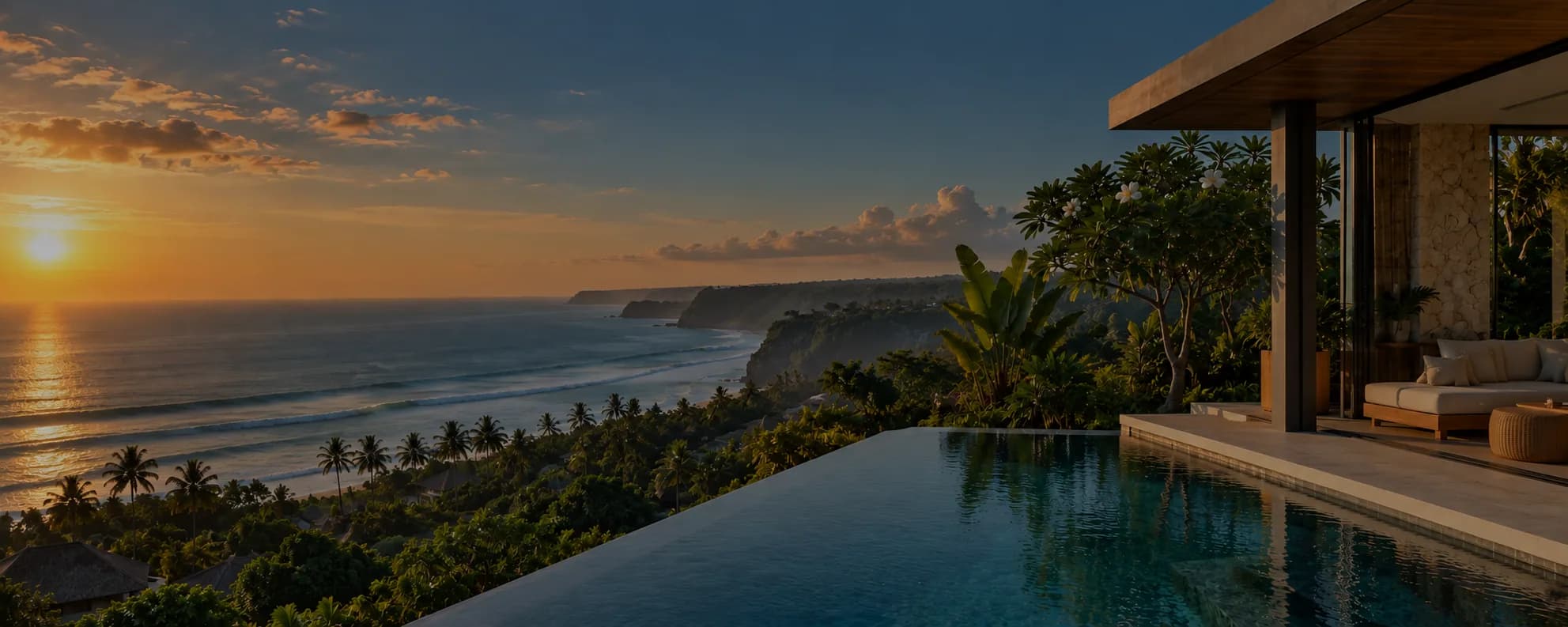 Villa avec piscine à débordement face à l’océan au coucher du soleil — BEL-AIR INTERNATIONAL